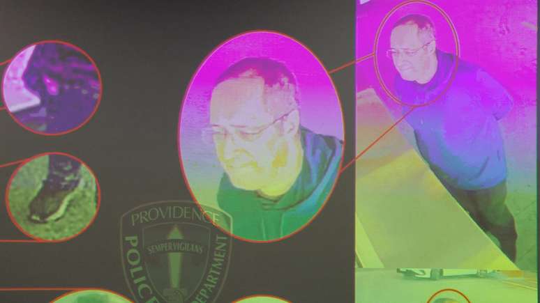 Imagens de Claudio Neves Valente exibidas durante coletiva de imprensa