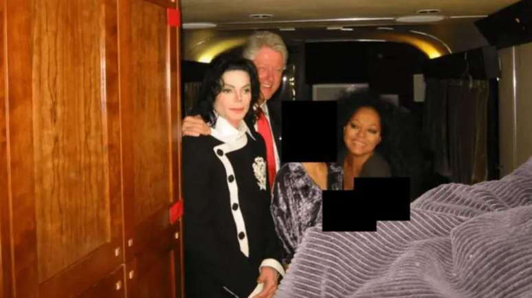 Michael Jackson e Diana Ross com Clinton