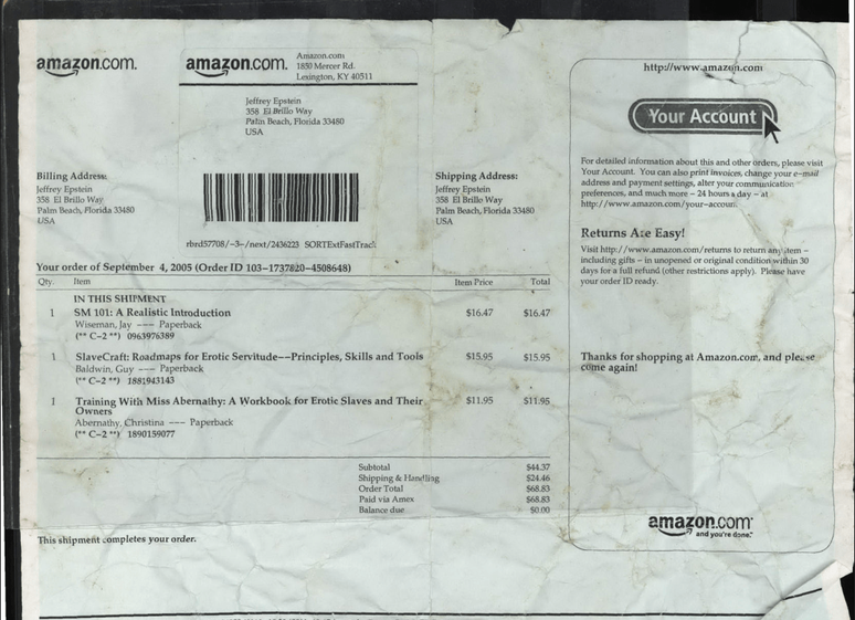 Neste caso, nenhuma informa&ccedil;&atilde;o foi omitida, apesar da inclus&atilde;o de um endere&ccedil;o de Epstein