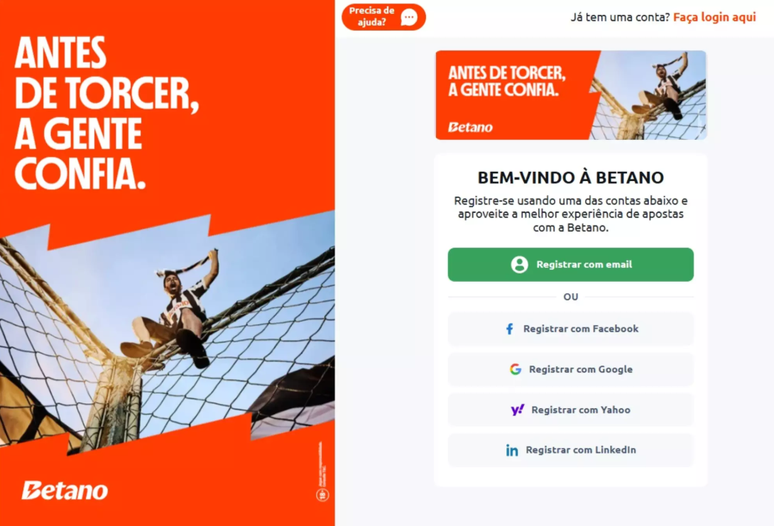 O processo de cadastro com o c&oacute;digo de indica&ccedil;&atilde;o Betano &eacute; simples