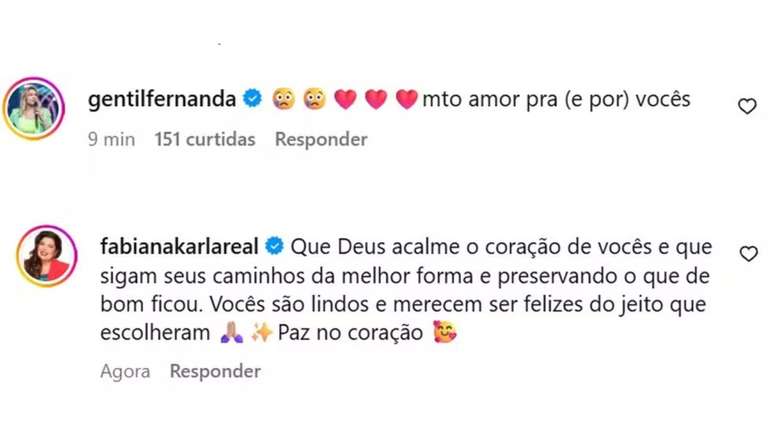 Famosos lamentam t&eacute;rmino de Paolla Oliveira e Diogo Nogueira