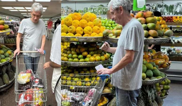 Serginho Groisman em dia de 'dono de casa' em supermercado de SP