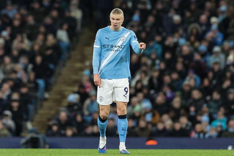 12/20/2025 அன்று வெஸ்ட் ஹாமுக்கு எதிரான ஆட்டத்தின் போது எர்லிங் ஹாலண்ட் (மான்செஸ்டர் சிட்டி) 