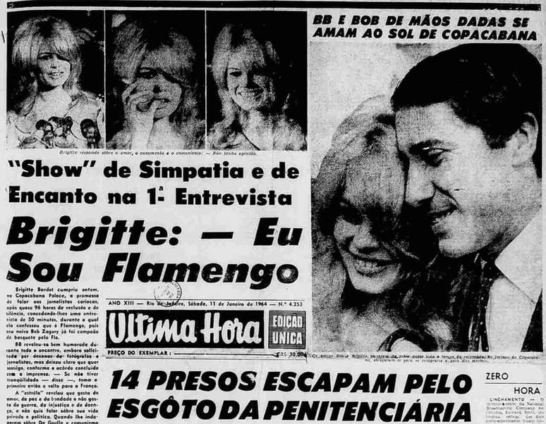Manchete do jornal &ldquo;A &Uacute;ltima Hora&rdquo; em janeiro de 1964 &ndash;