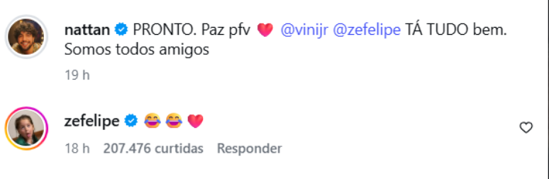 Z&eacute; Felipe reage a publica&ccedil;&atilde;o de Nattan