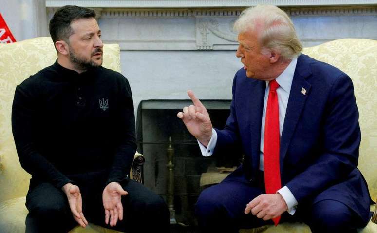 O presidente dos EUA, Donald Trump, e o presidente da Ucr&acirc;nia, Volodymyr Zelensky, entraram em confronto durante uma reuni&atilde;o na Casa Branca, em fevereiro de 2025
