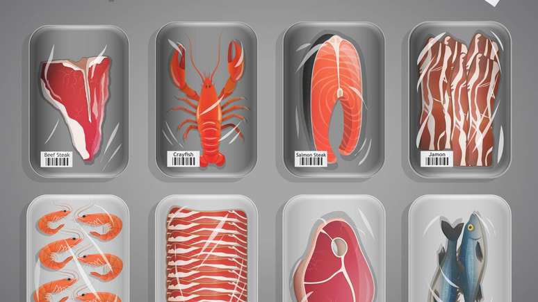 Transferir a carne para embalagens adequadas antes de congelar &eacute; uma medida simples para reduzir riscos &agrave; sa&uacute;de &ndash; depositphotos.com / macrovector