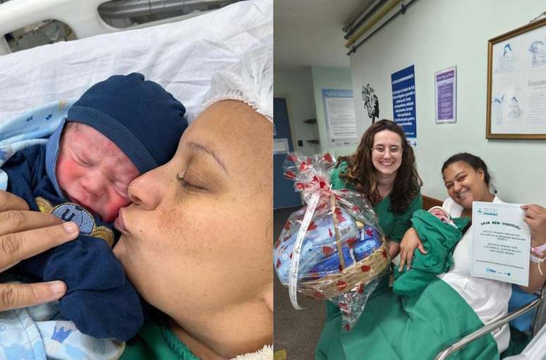 Miguel (&agrave; esq.) e Ayla (&agrave; dir.) nasceram com 40 segundos de diferen&ccedil;a