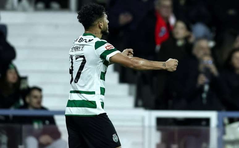 Luis Su&aacute;rez em comemora&ccedil;&atilde;o de gol pelo Sporting &ndash;