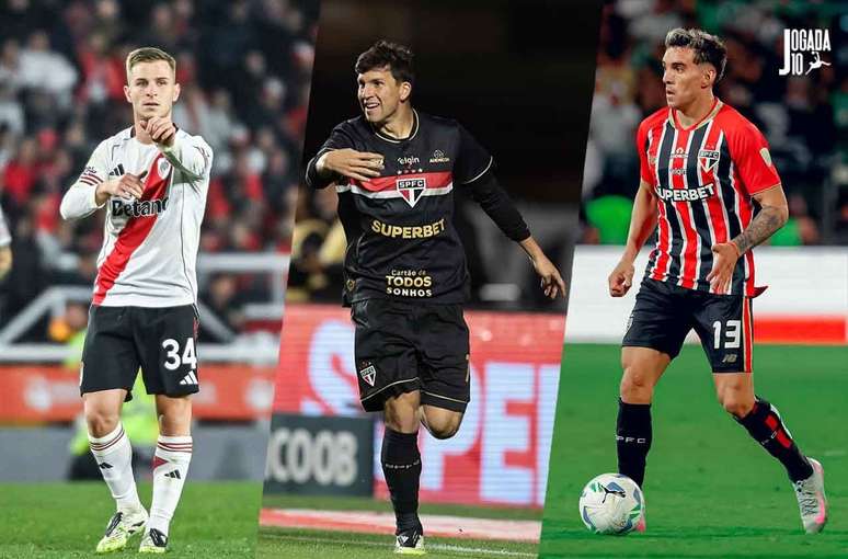 S&atilde;o Paulo acertou sa&iacute;da de Galoppo e as perman&ecirc;ncias de Tapia e Enzo D&iacute;az &ndash; Fotos: Divulga&ccedil;&atilde;o / River Plate / São Paulo