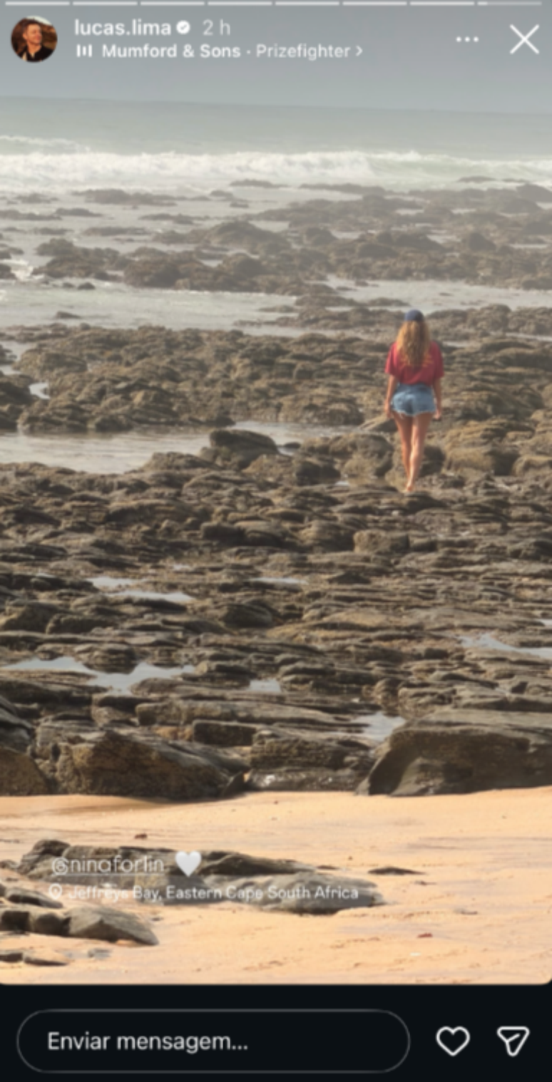 Lucas Lima posta foto de publicit&aacute;ria com cora&ccedil;&atilde;o durante viagem pela &Aacute;frica do Sul