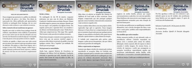 Nota divulgada pela assessoria jur&iacute;dica de Danilo Bravo sobre acusa&ccedil;&otilde;es de Cari&uacute;cha