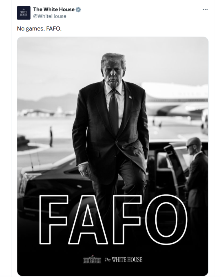 Termo FAFO vem sendo usado pelo governo Trump para dizer: 'Fa&ccedil;a algo errado e descubra as consequ&ecirc;ncias'