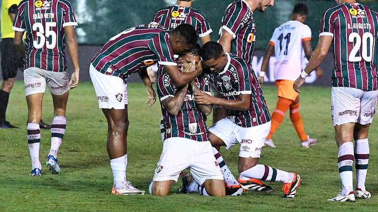 Luan Freitas comemorando gol pelo Fluminense &ndash;
