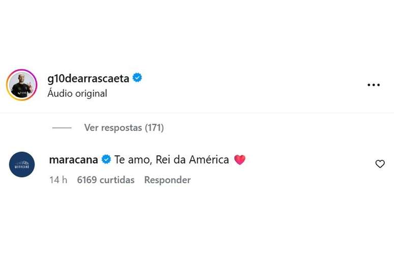 Maracan&atilde; comenta em publica&ccedil;&atilde;o de Giorgian De Arrascaeta &ndash;