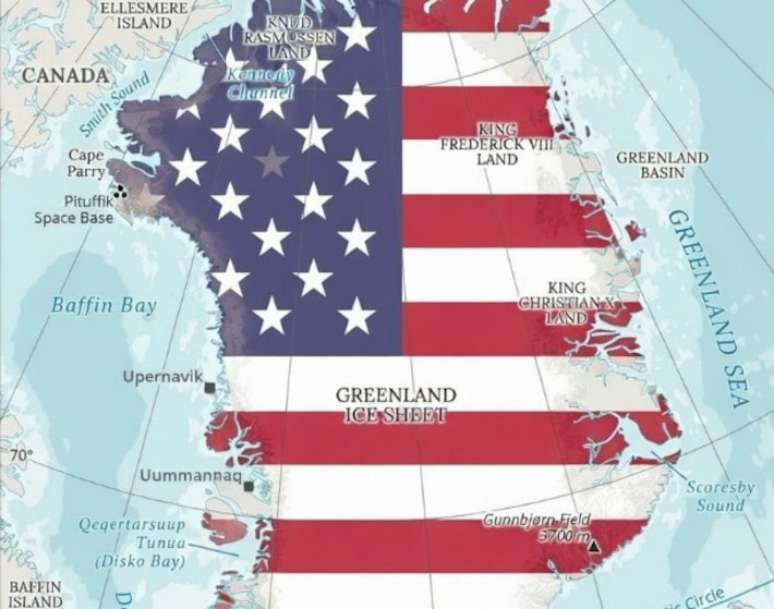 Imagem postada por Katie Miller no X (antigo Twitter) mostra desejo de republicanos de anexar Groenl&acirc;ndia aos Estados Unidos.