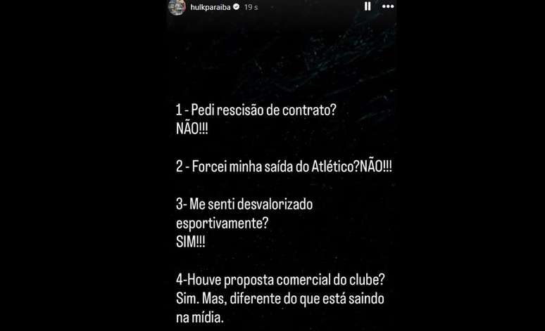 Hulk respondeu nas redes sociais &ndash;