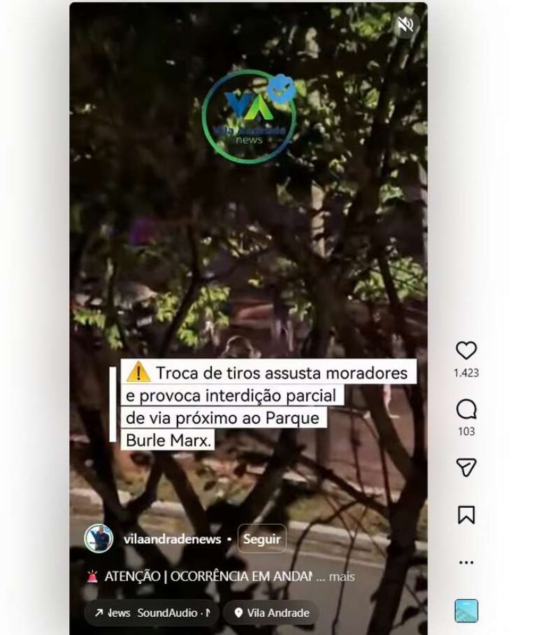 Tiros na Vila Andrade, zona sul, assustaram moradores, de acordo com relatos nas redes sociais