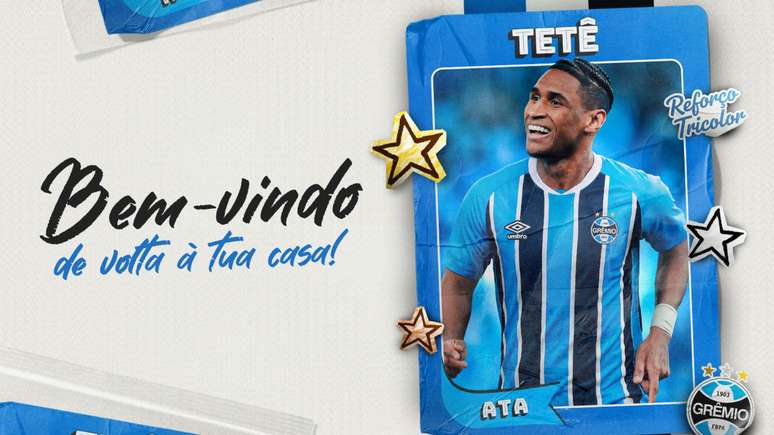 டெட்டே Grêmio க்கான வலுவூட்டலாக அறிவிக்கப்பட்டது