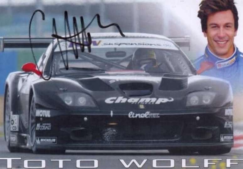 Autografo de Toto Wolff em um Card com a Ferrari, durante o FIA GT de 2004