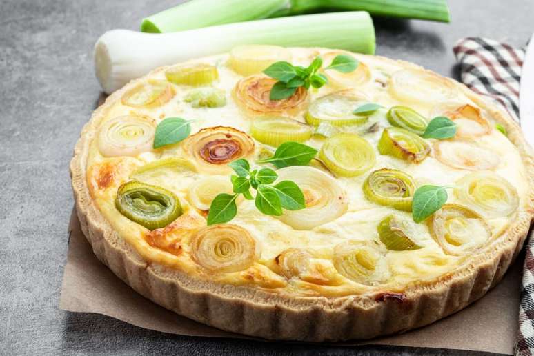 Quiche de alho-por&oacute; 