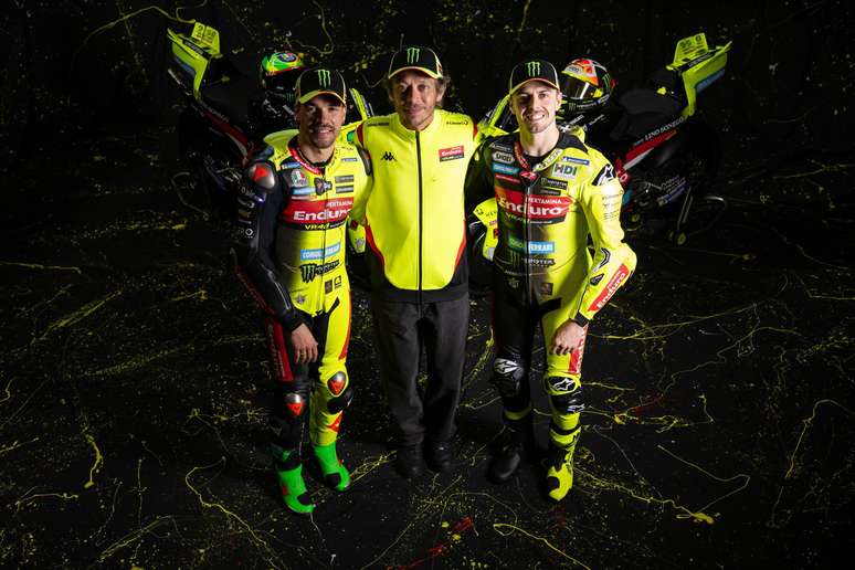 Valentino Rossi e a dupla oficial da VR46, Franco Morbidelli e Fabio Di Giannantonio