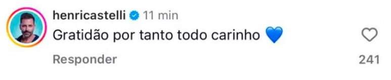 Henri Castelli se pronuncia ap&oacute;s sa&iacute;da do 'BBB 26'.