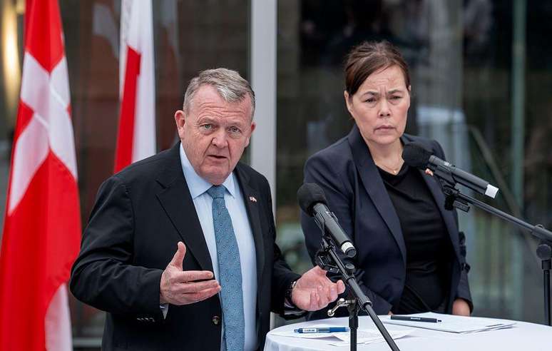 డెన్మార్క్ విదేశాంగ మంత్రులు, లార్స్ లోకే రాస్ముస్సేన్ (ఎడమ), మరియు గ్రీన్లాండ్, వివియన్ మోట్జ్‌ఫెల్డ్ ఈ వారం వాషింగ్టన్‌ను సందర్శించారు.