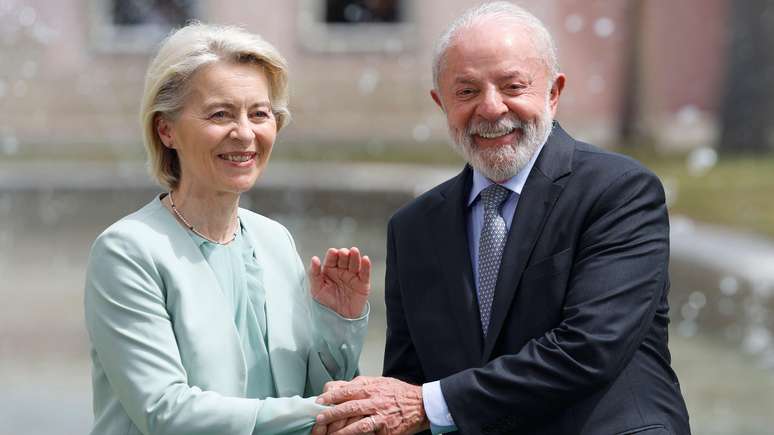 Ursula von der Leyen e Lula se reuniram no Rio de Janeiro na sexta-feira (16/1), dia anterior &agrave; assinatura do acordo Mercosul-UE