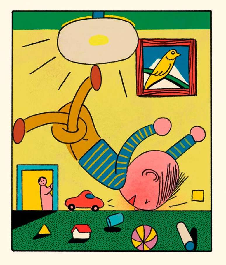 Ilustra&ccedil;&atilde;o de Henrique Moreira presente no livro "Um Ovo na Testa"