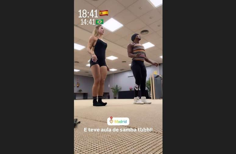 Virginia registra pr&aacute;tica de samba durante passagem por Madri &ndash;