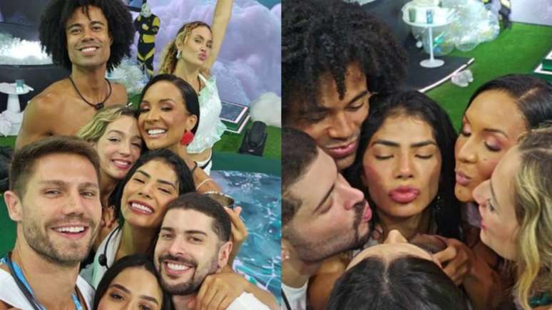 Selinho coletivo entre Samira, Marcelo, Breno, Marxiane, Marciele e Jordana