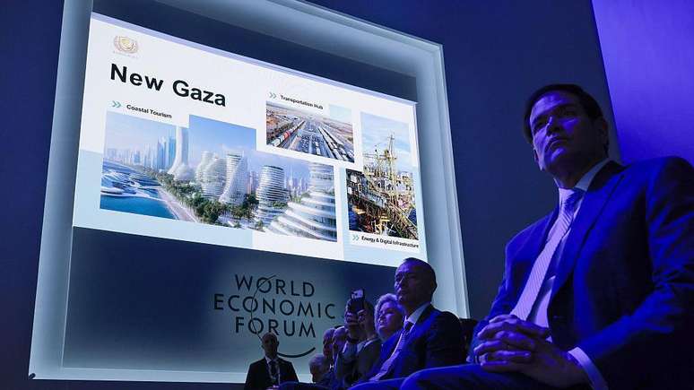 O plano americano para a 'Nova Gaza' foi apresentado no F&oacute;rum Econ&ocirc;mico Global de Davos, na Su&iacute;&ccedil;a