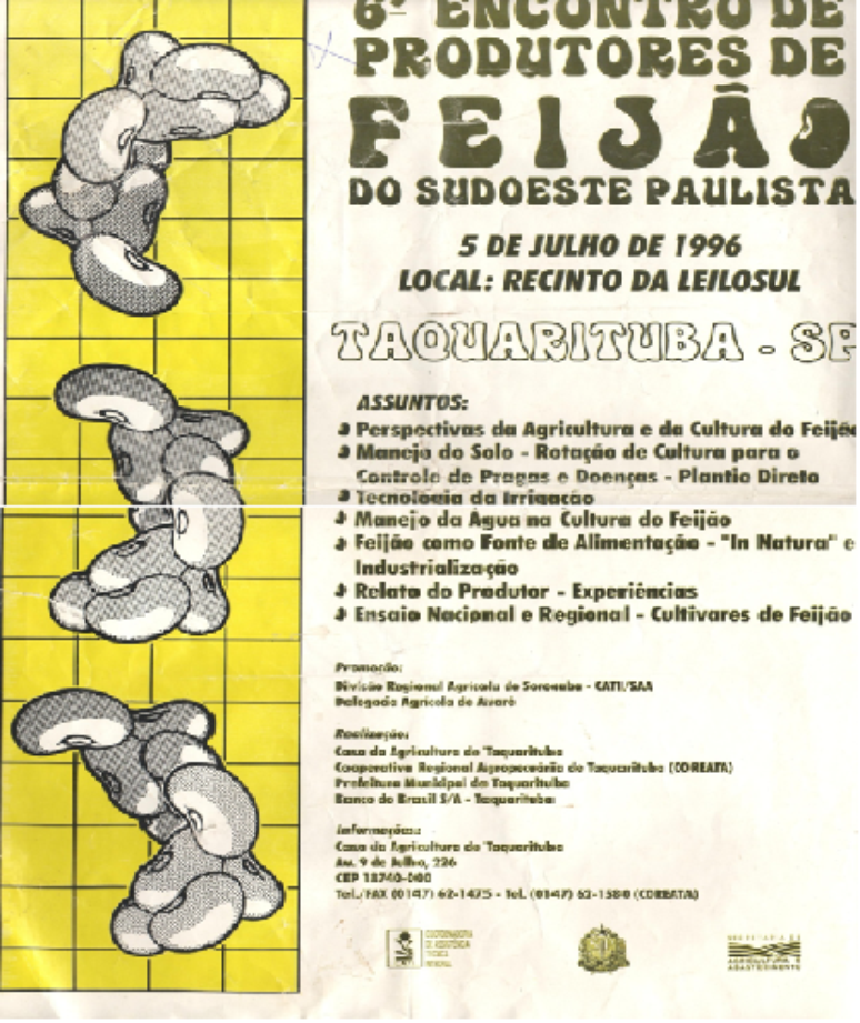 Cartaz de encontro de produtores de feij&atilde;o em Taquarituba, nos anos 1990