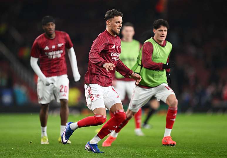 Jogadores do Arsenal no aquecimento