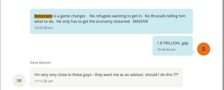 Em troca de mensagens, Epstein elogiou o ex-presidente ap&oacute;s resultado do primeiro turno