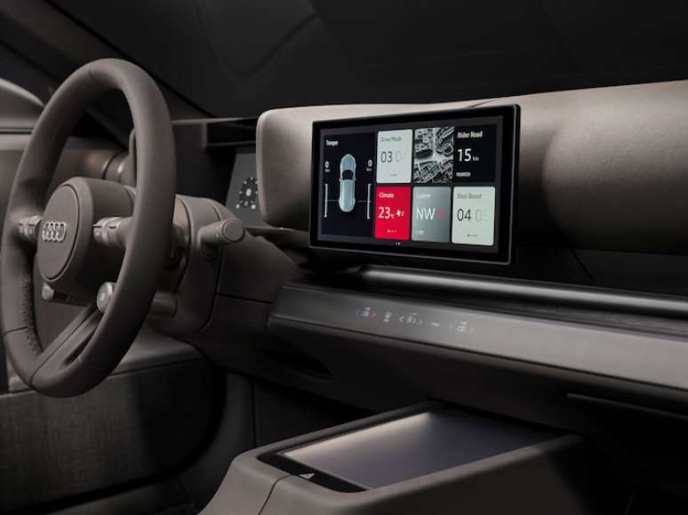 Audi Concept C foi mostrado em 2025 com dois interiores: uma mais simples sem tela multim&iacute;dia e outra com o visor