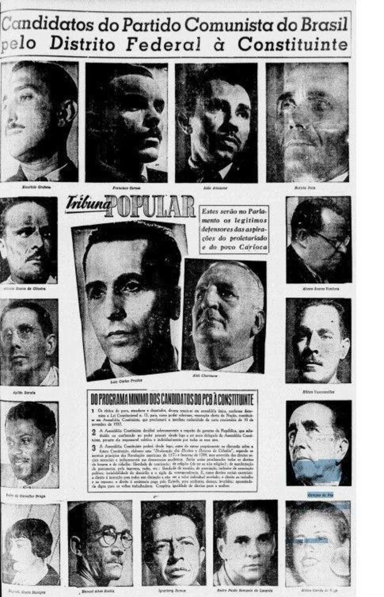 Nominata de candidatos do PCB &agrave; Constituinte pelo Distrito Federal em 1945