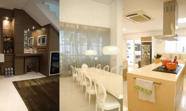 Cozinha e sala de jantar.