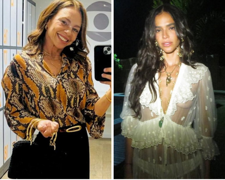 Carla Marins, como X&ecirc;nica, e Bruna Marquezine (Fotos: Rerpdou&ccedil;&atilde;o/Instagram)