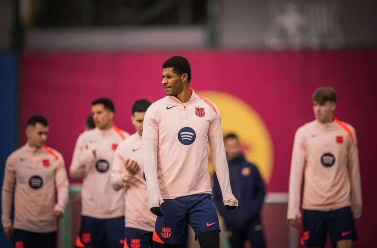 Rashford durante treinamento do Bar&ccedil;a &ndash;
