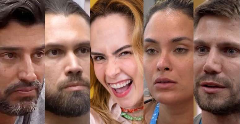 Ana Paula entre Cowboy, Br&iacute;gido, Sarah e Jonas: rivais da jornalista deve ter a prova definitiva de que ela &eacute; forte na competi&ccedil;&atilde;o