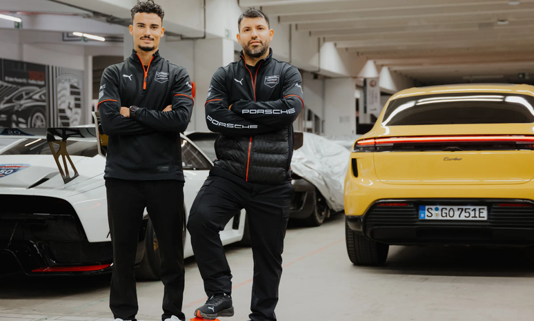 Pascal Wehrlein e S&eacute;rgio Ag&uuml;ero pela Porsche 