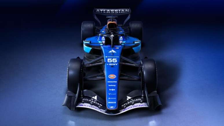 Carro da Williams para 2026 tem azul brilhante e detalhes em preto.
