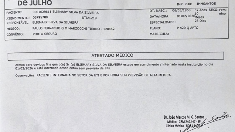 Nesta segunda-feira, um novo boletim m&eacute;dico, assinado pelo hospital, informou que n&atilde;o h&aacute; previs&atilde;o de alta