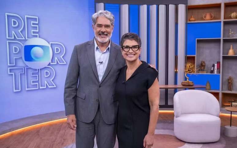 Bonner e Sandra Annenberg no novo cen&aacute;rio do 'Globo Rep&oacute;rter': clima intimista de conversa entre amigos