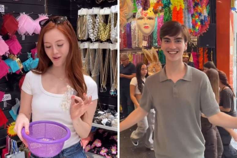 Amanda e seu irm&atilde;o passeando pela 25 de Mar&ccedil;o