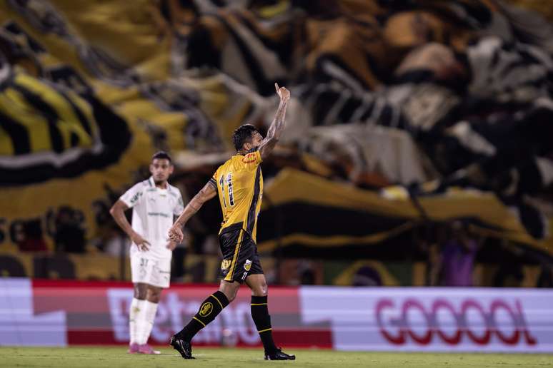 Robson comemora gol do Novorizontino contra o Palmeiras
