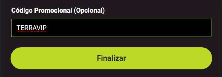 Campo de cadastro da F12 Bet utilizado para inserir o c&oacute;digo promocional TERRAVIP