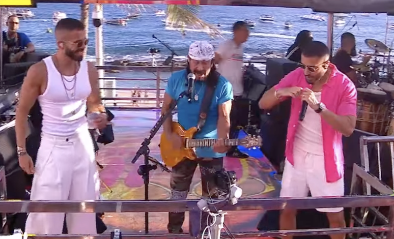 Bell Marques canta com os filhos Rafa e Pipo